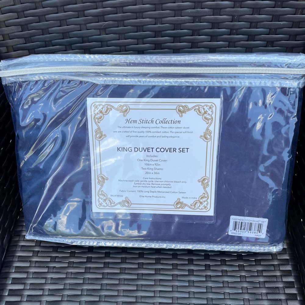 King Duvet Cover Set Navy Blue